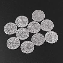 Jetons Jeu 10 Pièces Acier Inoxydable 25mm - Pentagramme Couronne, Pour Machines à Pièces, Collection
