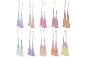 Bewudy 20 Pcs Mini Tassels Bookmark, Colorful Tassels for Handmade Crafts Silk Tassels, 13cm/5in Silky Handmade Soft Tassels for Jewelry Making DIY Projects Bookmarks(Color B)