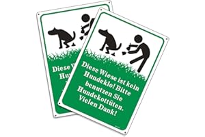 Andchi 2tlg Kein Hundekot-Schild Kein Hundekloschild, Halten Sie den Rasen Sauber Aluminium-Metallschild, Rostbeständig, Farbechtes Schild für Haustiere im Freien Größe 25 x 35 cm