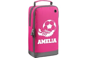 Personalised Kids Boot Bag with Custom Name - Football Boot Design - Pink Shoe Bag for PE & School