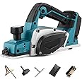 Cordless Planer Compatible with Makita 18V Battery, 3200r/min Handheld Electric Wood Planer, 0-2MM Adjustable Depth for Woodworking Furniture DIY (no Battery)