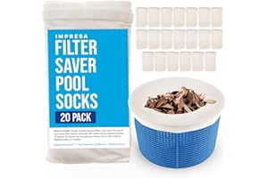 IMPRESA Pool Skimmer Socks - Compatible with Hayward, Pentair & Intex - 20-Pack - Filter Saver Socks - Fits Inground & Above Ground Pool Skimmers