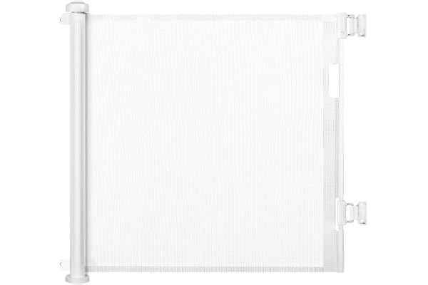 Dioxide Barrière de Sécurité Rétractable pour Bébé, 0-150 cm Barriere Retractable Enfant, Barrière Sécurité Enfant Adaptée aux Escaliers, Couloirs, Intérieur et Extérieur (Blanc)