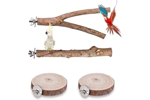 YOYIAG Perchoirs pour perruches - Accessoires de cage à oiseaux - 4 perchoirs pour perruches - Perchoirs naturels - Oiseaux en bois - Jouet pour perroquet - Jouet pour perruche - Canari