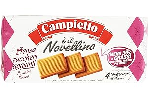 Campiello - Novellino, Biscotti Frollini, Senza Zuccheri Aggiunti - 6 confezioni da 4 porzioni [24 porzioni, 1400 g]