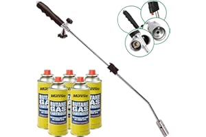 Munnie Gas-Powered Weed Burner with Auto Ignition | Weed Killer Weed Burner | Adjustable Flame | Eco-Friendly Compatibility with Butane Gas Canister (Burner + 5 Canister)