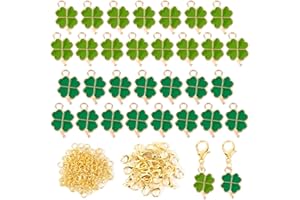 BOFUNX 30 Stücke Glücksbringer Charms Anhänger Mini Kleeblätter Glücksbringer Deko Basteln DIY Schmuck Halsketten Handwerk Silvester Geburtstag Abschied Dankeschön Klein Geschenke