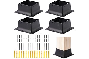 Vigtayue 4 x 4 Post Base Inner Size 4"x4"Deck Post Base Fence Post Anchor Black Powder-Coated Deck Post Base Fit 4"x4" Standa