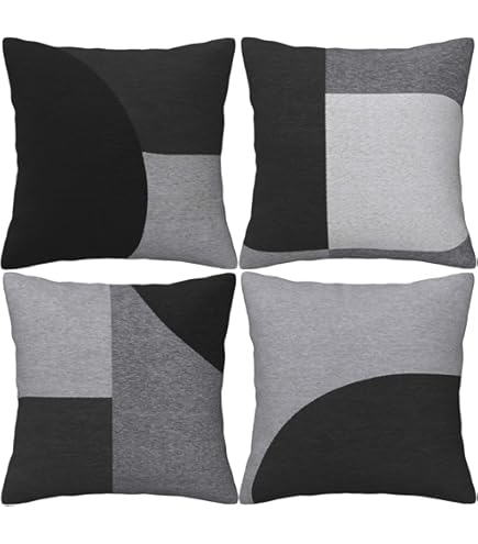 Artscope 2 Federe Per Cuscini Quadrate 45x45 Cm, Motivo Scozzese A Quadri Con Ponpon, Colore Nero E Grigio, Solo Coperture