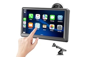 XVDXVC Pantalla Coche, 7" Pantalla Carplay Coche para A-pple y Android con HD Pantalla Tactil, Inalámbrica, Navegación GPS, Bluetooth, Control por Voz Manos Libres, Mirror Link, AUX, FM, Siri & G-oogle