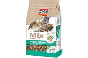 Riga - Menu Mix pour Rongeurs Herbivores - Lapins Nains, Cochon d'Inde, Chinchillas, Dègues - Graines, Céréales Et Légumes - Riche en Vitamines Et Minéraux - sans Colorant - Sain Et Équilibré - 3KG