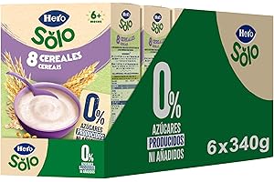 HERO BABY Hero Solo Papilla 8 Cereales, Sin Azúcares Añadidos, Nutrición Natural y Rica en Vitaminas, Sabor Natural para Bebés, a partir de 6 meses