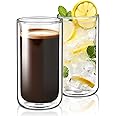 Joeyan Thickened Double Walled Thermo Insulated Glasses Without Hole, Heat Cold Resistant, Insulating Borosilicate Cups for Coffee (Cappuccino, Latte) Tea Juice Milk, 360ml, 2 Pack, Dishwasher Safe