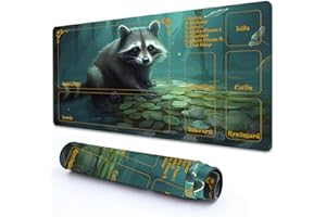RMJKXQZG for MTG Playmat with Zones 24" x 14" with High Elastic Rubber Base Non-Slip Rubber Sole HD Printing for MTG Mat Magic Mat Card Playmat Magic Playmat Mouse Pad, A Raccoon Gold Coin