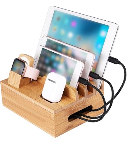 Stazione Di Ricarica Multi-Dispositivo Alltripal In Bambù – 7 Porte USB, 50W Di Potenza, Organizer Da Scrivania Con Base Antiscivolo, Per IPhone, Android, Tablet E Altro - 3