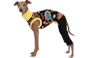 D Doggy Star Einteiler für italienische Windhunde, dehnbare Schleife, ärmellos, für Hunde, Größe M, Einteiler mit Schleife, Schwarz