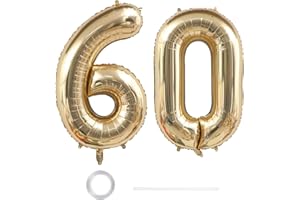 GoldRock XXL Luftballon 60 Geburtstag Deko Weißgold, 40 Zoll Ballon Deko 60 Geburtstag Frau Mann, Zahlen Luftballons Geburtstage 60, Geburtstagsdeko 60 Jahre,Folienballon 60 für Jubiläum,60 Luftballon