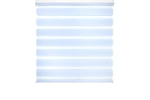 Decorblind | Estor Enrollable Doble Capa Noche y Día Instalación Pared o Techo, Medida Estor: 140x180 Ancho x Largo/Medida Tela Estor: 137x175 – Estor Color Celeste, Estor Noche y Día Ventana