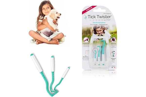 Tire Tique pour Chien, Chat et Humain (Set de 3 Tailles - Vert) - Retrait Facile, Rapide et sans Douleur – Pince à Tique avec Boîte de Rangement - Fabriqué en France