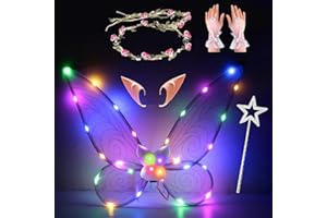 23GUANYI Feenflügel Erwachsene, 3 Licht Modus FeenFlügel Kinder, Feen Flügel Damen Erwachsen Flügel Kostüm Fairy Wings für Karneval Geburtstag Rollenspiele Comic Con Themed Party (Mit Licht)