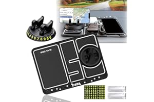 Aimisite Rutschfeste Handymatte für Auto, 4-in-1 Multifunktions-Handy-Pad, rutschfeste Armaturenbrett-Matte, universal, um 360 Grad drehbar, Handyhalterung für Auto