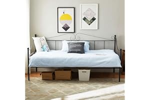 EGGREE Divano Letto Singolo, Struttura Divanetto Letto in Metallo per Adulti, 90 x 200 cm - Nero