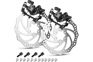 TOBWOLF 1 Pair MTB Front & Rear Cable Disc Brake Aluminum Alloy Caliper Post Mount, 2PCS 160mm Stainless Steel 6-Bolt Disc Rotors for Mountain Bike Road Bike Folding Bike BMX