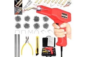 HYHJMISTY 220W Plastica Saldatrice, Ripara Plastica, può essere utilizzata per la Riparazione del Paraurti dell'auto, dotata di 800 Chiodi di Saldatura (6 modelli), 2 Bacchetta per Saldatura, Pinze e coltelli.