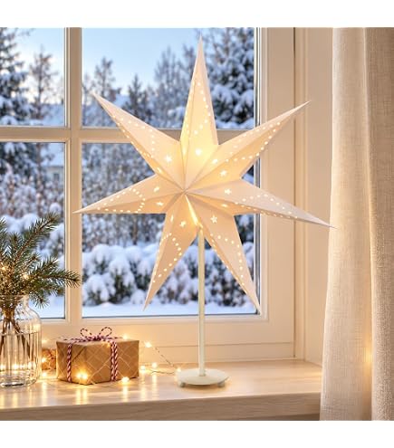 SALCAR LED Papierstern 75 cm zum Aufhängen, für Weihnachten und Advents