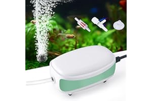 FEDOUR Mini Aquarium Air Pump, Fish Tank Whisper Aerator, Single Outlet Quiet Oxygen Pump with Accessories for 1L-40Litres Tank