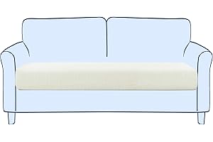 subrtex Sofa Seat Cushion Covers Stretch Polyester Fabric Seat Cushion Protector (2 Seaters, Cream)