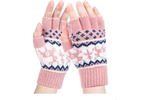 BOER Fingerless Gloves for Women - Winter Thermal Gloves Warm Soft Knit Wool Mittens Women Cold Weather Windproof Outdoor Sports Driving, Skiing, Running Gift for Family