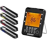 Uzone Fleischthermometer Funk Bratenthermometer Digital Magnetische Rückwand Hintergrundbeleuchtung Grillthermometer für Rauc