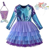 Emin Meerjungfrau Kostüm Für Mädchen – Ariel Prinzessin Kleid Mit Krone, Zauberstab & Perücke, Größe 120