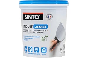 SINTO – Enduit de Lissage – Élimine Petites Imperfections – Finition parfaite - Prêt à l’Emploi – Intérieur Professionnel – Application & Ponçage Faciles – Rebouche jusqu’à 2 mm – Seau 1,5 kg