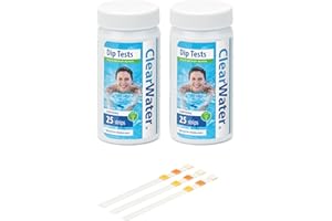 Clearwater CH0043 Teststreifen für Whirlpool, Pool und Spa, 50 Stück, 7,6 cm 1, misst Chlor, pH-Wert und Gesamtalkalinität