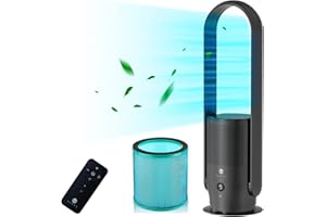U ULTTY Ventilatore Senza Pale, Ventilatore a Torre con Purificatore d'Aria Silenzioso, Filtro HEPA Rimuove odori e il 99,97% delle particelle inquinanti per Camera da Letto, Ufficio, CR022 Nero