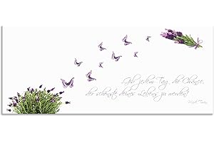 ARTland Spritzschutz Küche aus Alu für Herd Spüle 120x50 cm (BxH) Küchenrückwand mit Motiv Spruch Schmetterlinge Lavendel Landhaus Hell Weiß Lila J6DH
