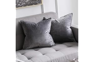 MIULEE 2er Set Samt Kissenbezug Flansch Kissenhülle Dekorative Sofakissen Dekokissen Umwickelte Kante Kissenbezüge Zierkissenbezug für Sofa Wohnzimmer Schlafzimmer 45x45 cm Hellgrau