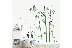 wondever Adesivi Murali Panda Bambù Sticker da Muro Bambini Orso Adesivi da Parete per Camera da Letto Asilo Nido Neonati Camerette