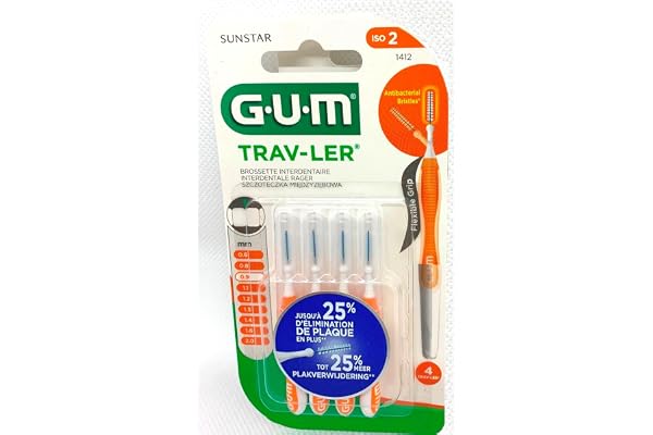 Gum Travler 1412 Lot de 4 brossettes interdentaires 0,9 mm