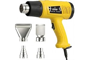 JPCFUSSION® Pistola de Calor 2000W | 2 Niveles de Temperatura 400–600 °C | KIT PREMIUM + 4 Boquillas | Manual en Español | Pistola de Aire Caliente para Madera, Pintura y Plásticos