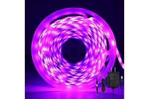 ShineBurky Striscia LED 5 Metri Rosa, 12V Luci LED Striscia Luminoso IP65 Impermeabile 300LEDs SMD2835 Strisce LED Flessibili per Interno Esterno Cucina Hotel Natale Decorazione (con Alimentatore)