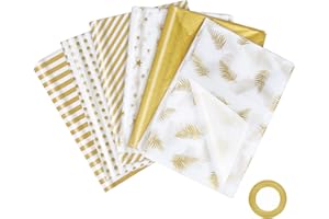 LAITER 60 PCS Carta Regalo di Natale Carta Pacchi Regalo Natale Carta da Regalo Dorata a Righe Pois Stella Fogli Carta Regalo Natale per Natalizia Festa Decorazioni