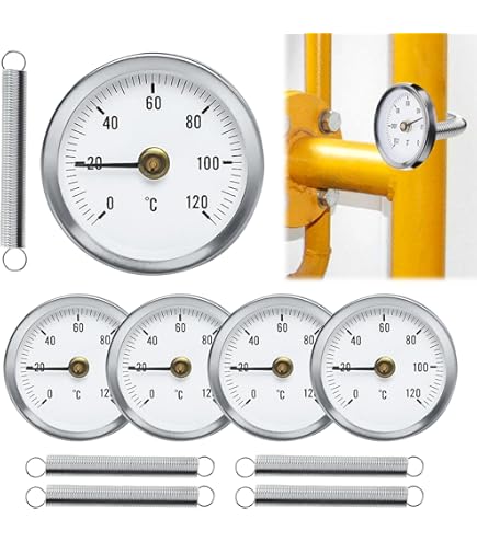 Termometro A Clip Per Tubi - Bimetallico, Acciaio, Range 0-120&deg;C