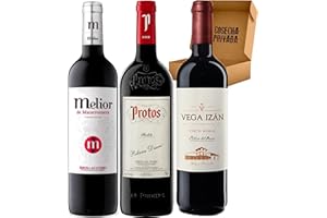 COSECHA PRIVADA Lote 1.07 Vino Tinto Robles - Ribera del Duero - 3 Botellas - Estuche Regalo Navidad - Melior de Matarromera, Protos Roble, y Vega Izán Roble. Añadas pueden variar según bodega - Pack 3 Bot - 1.07