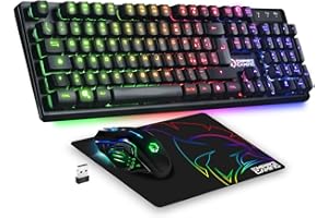 Empire Gaming - Armor RF800 Kit Wireless di Tastiera e Mouse da Gioco QWERTY(IT Layout) -Tastiera 2.4G RGB -Mouse Ergonomico 4800 dpi con Tappetino per Mouse -PC PS4 PS5 Xbox One/Mac Series