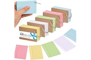 ‎KOOGEL Koogel Karteikarten A8 mit Metallringen, 500er Set in 5 Farben, Lernkarten für Vokabeln, Formeln, Notizen, 7.3 x 5.1 cm