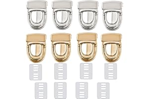 JJIAOLININ Tuck Lock Clasp Catch Purse Thumb Lock,8 Pcs Bag Clasp Catch Metal Tuck Lock Buckle Bag Clasp Turn Lock Handbag Closures Clasp Purse Thumb Press Lock for DIY Craft Wallets Bag Leather Handbags Making