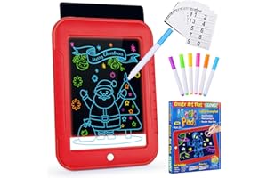 Duemste Glow Board,Reusable LED Light Up Drawing Tablet with Six Color Pen and Graffiti Paper, Electronic Magic Drawing pad, Children's Light Up Painting Message Board,Red